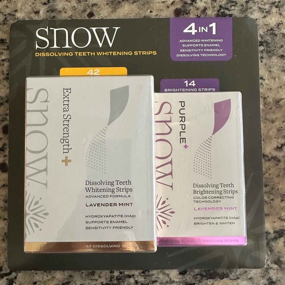 Snow Dissolving Teeth Whitening Strips - Lavender Mint 42+14 Strips 08/2028 New